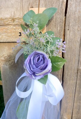 Wedding Aisle decorations, Floral chair ties, pew bows - image4